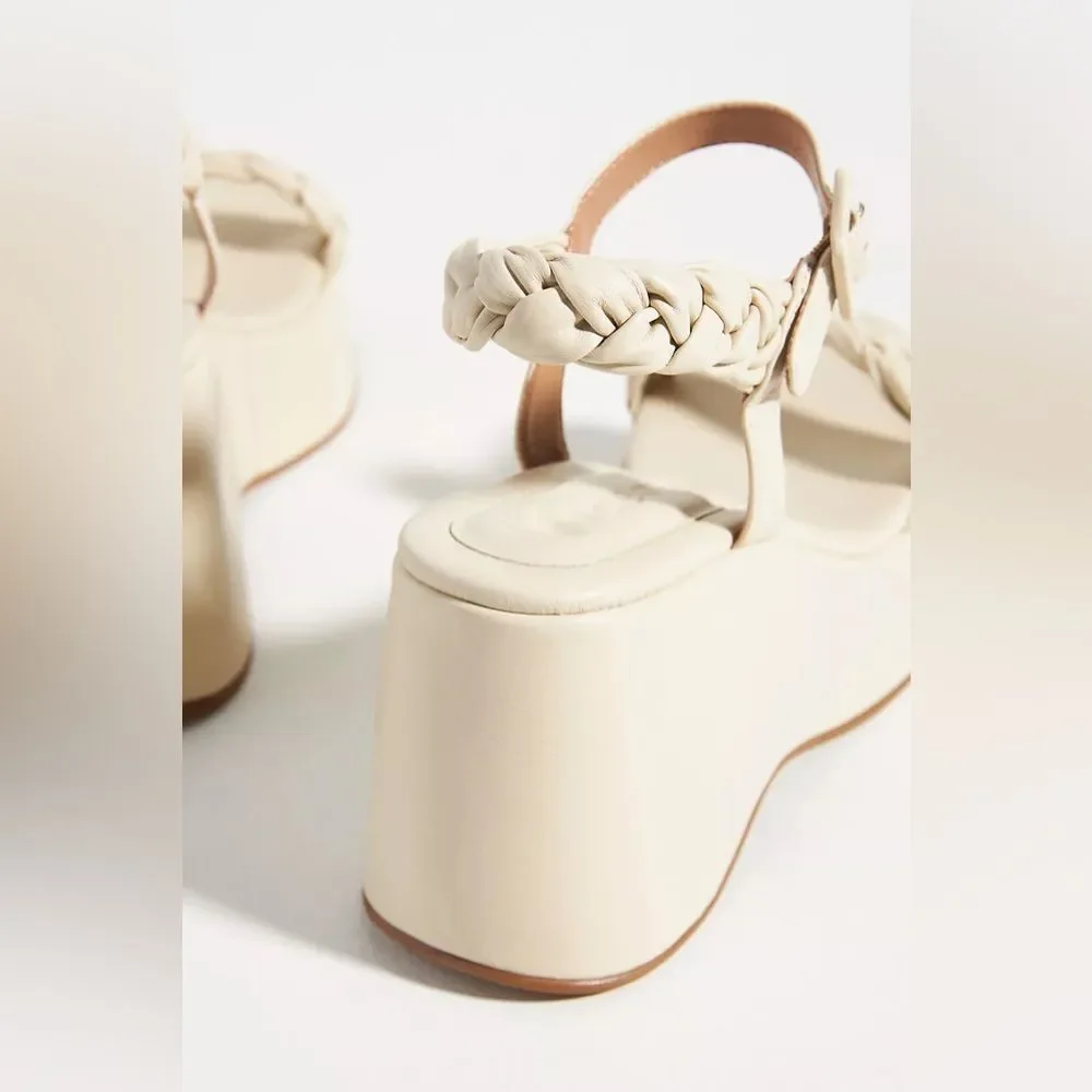 Vicenza CREME Women's Braided Platform Heel Sandal US 9 EU 40